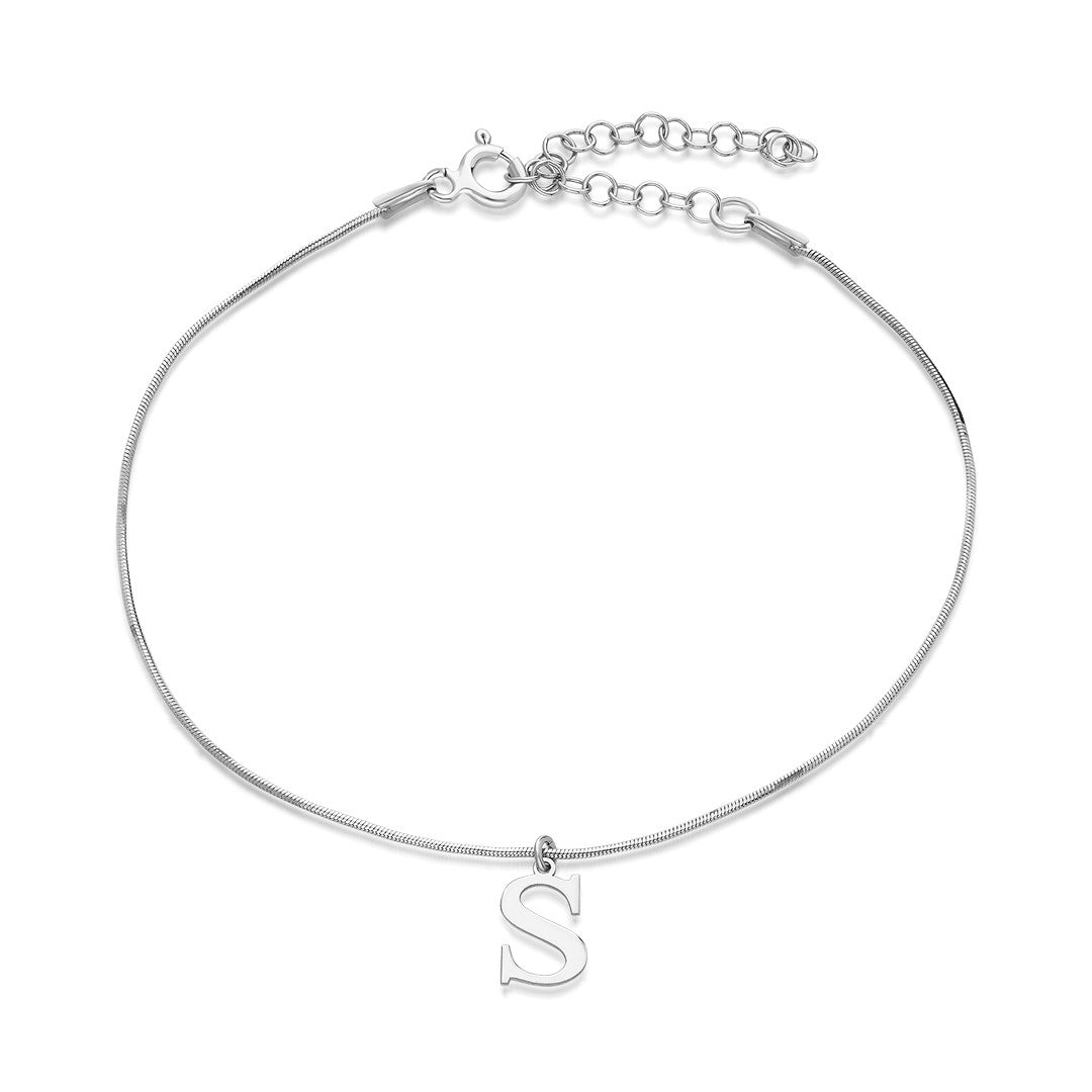 Letter Tondo Chain Bracelet - 925 SILVER
