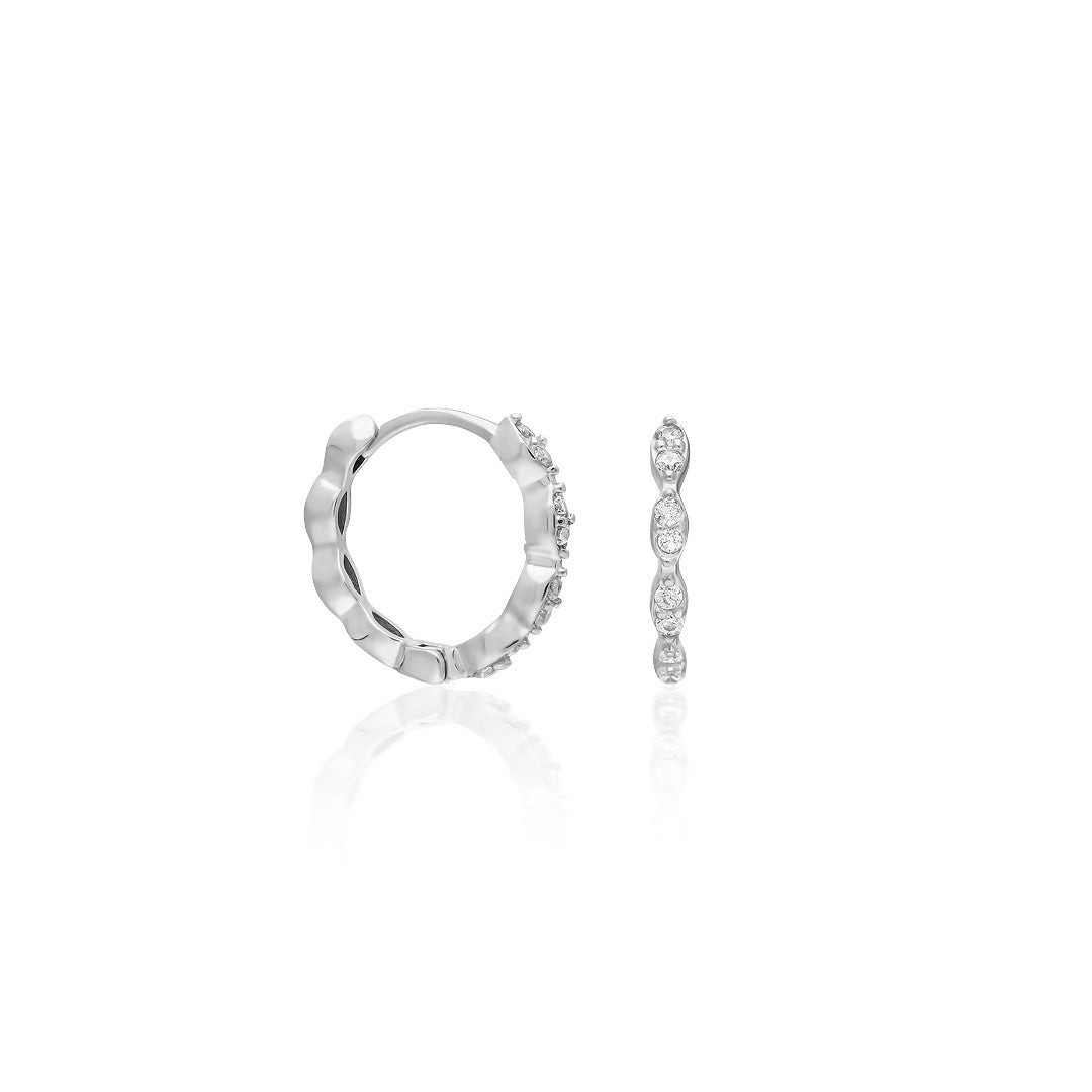 Zirconia Hoop Earrings - 925 SILVER