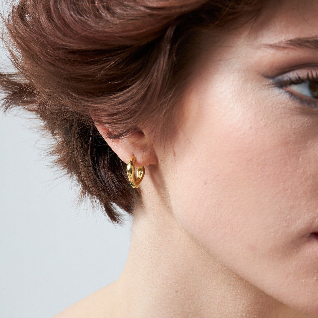 Geometric Shaped Hoop Earrings - 925 Silver