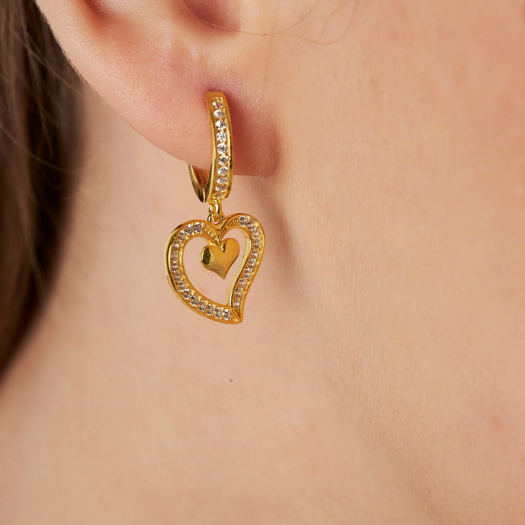 Two Heart Earrings - 925 Silver