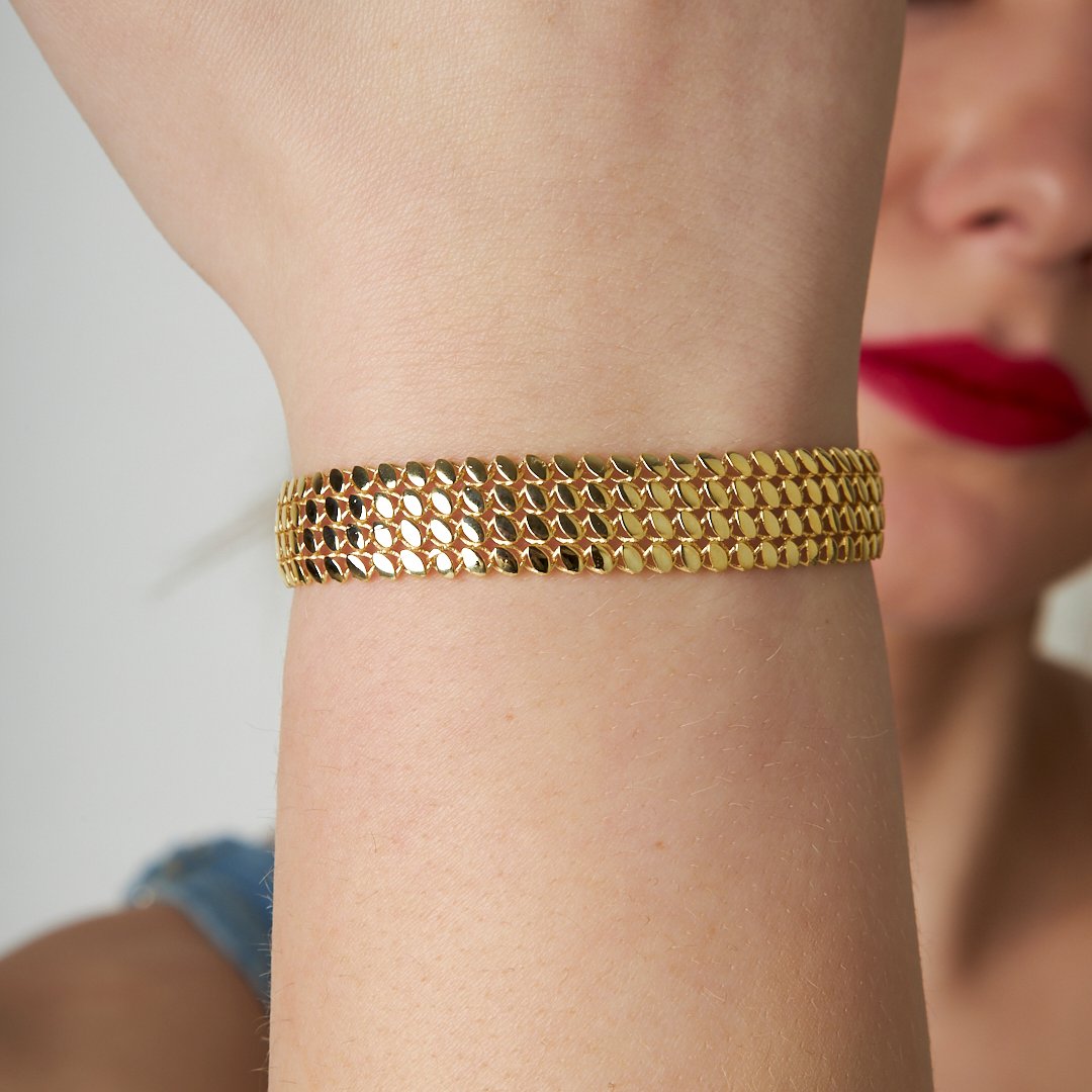 Four Row Sequin Bracelet - 925 SILVER