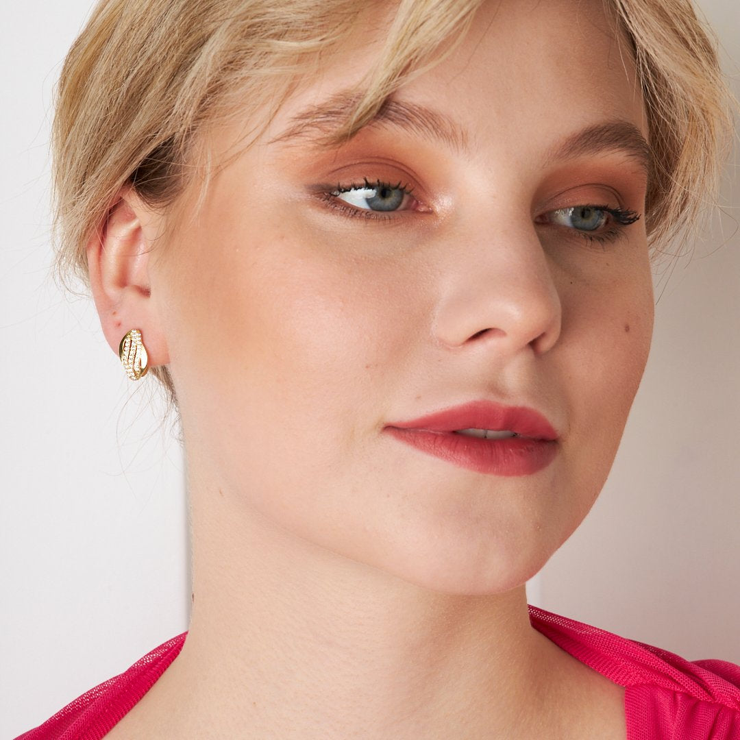 Three Row Stone Earrings - 925 SILVER