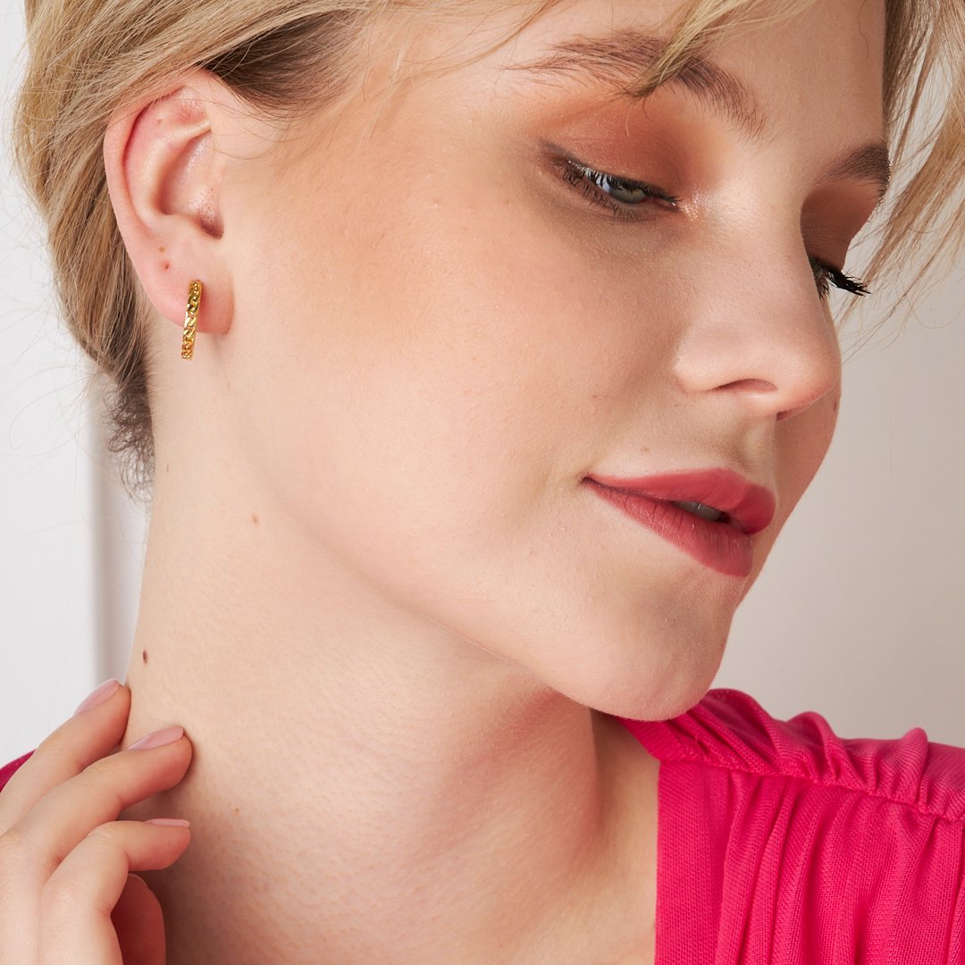 Chain Model Hoop Earrings - 925 SILVER