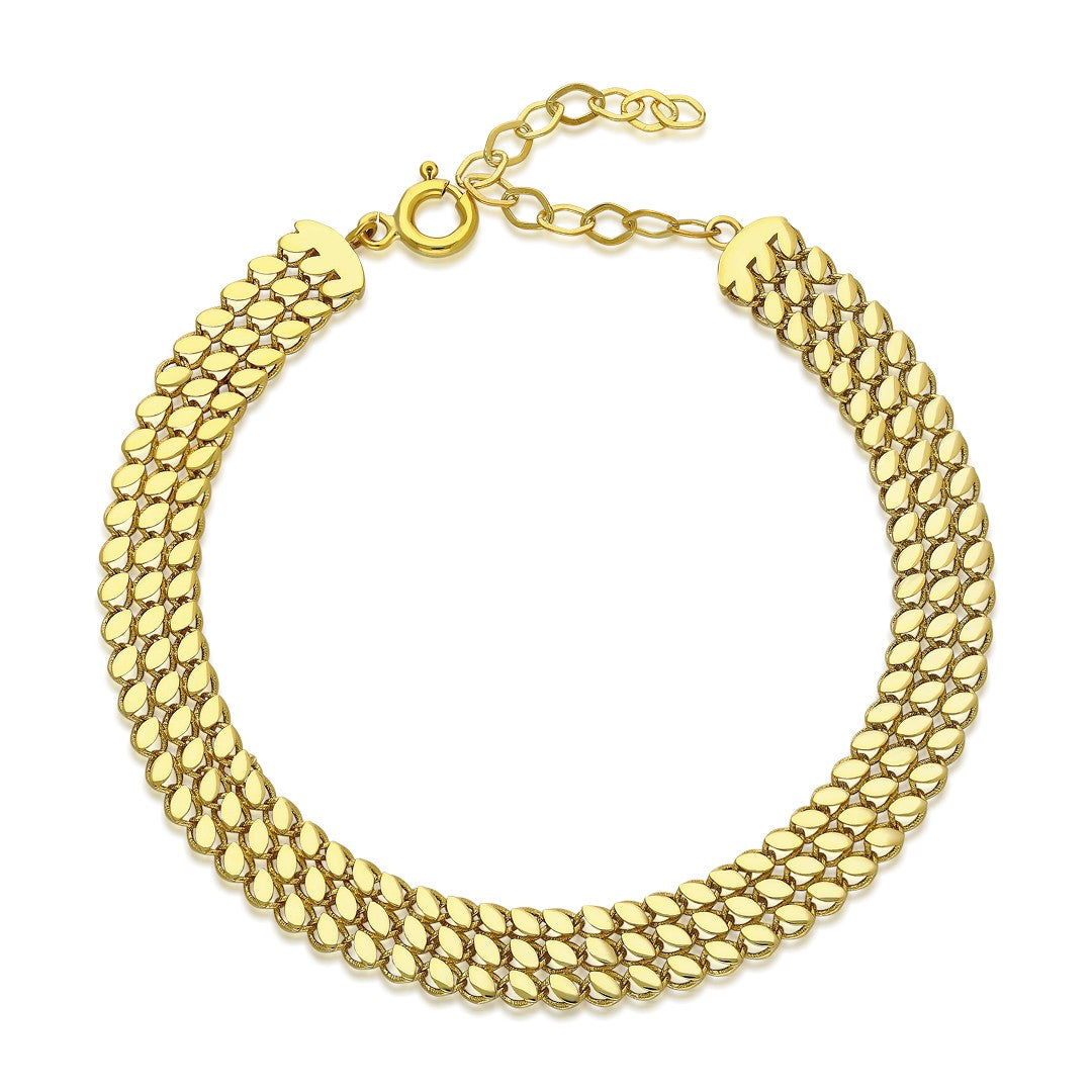 Three Row Sequined Chain Bracelet - 925 SILVER