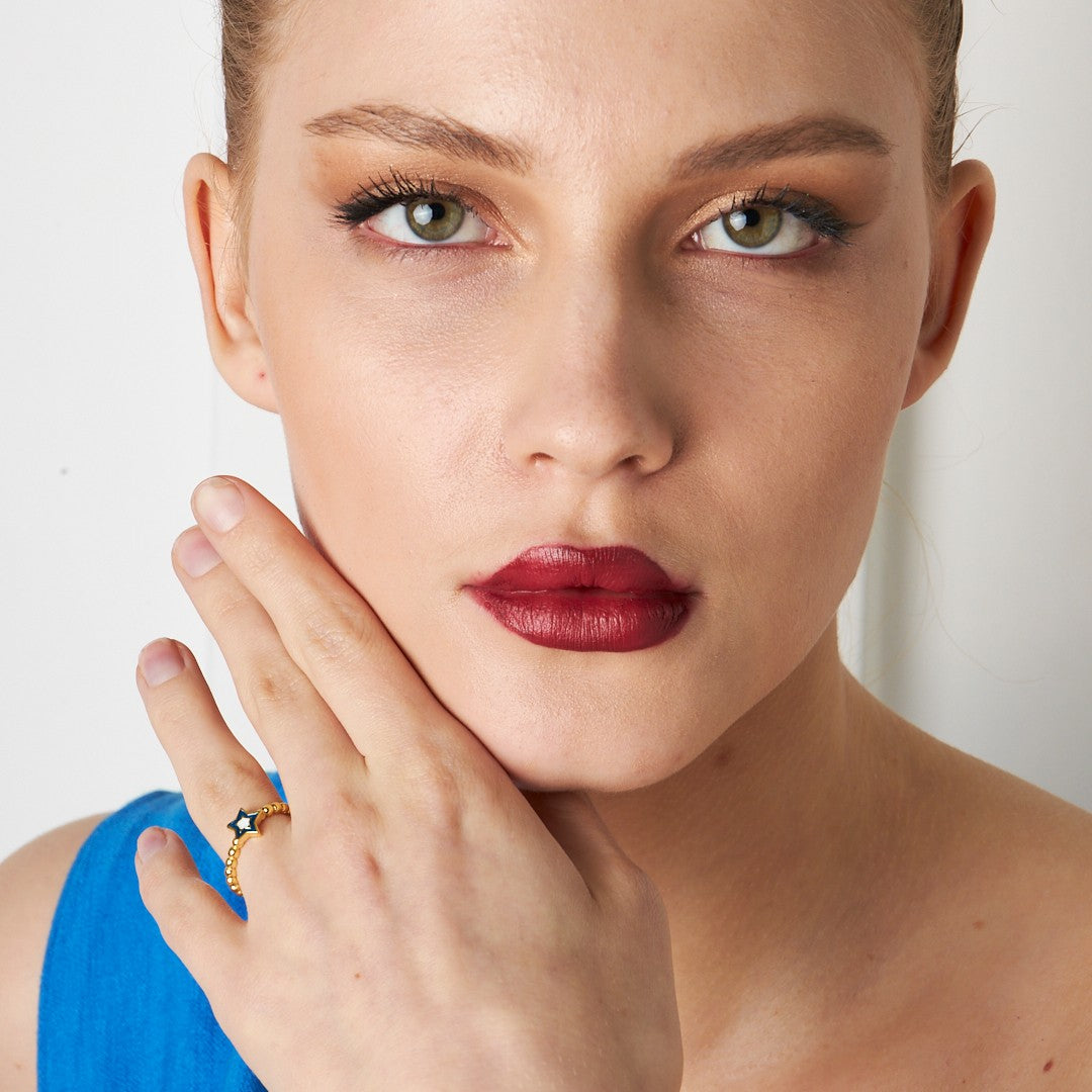 Star Detailed Ring - 925 SILVER