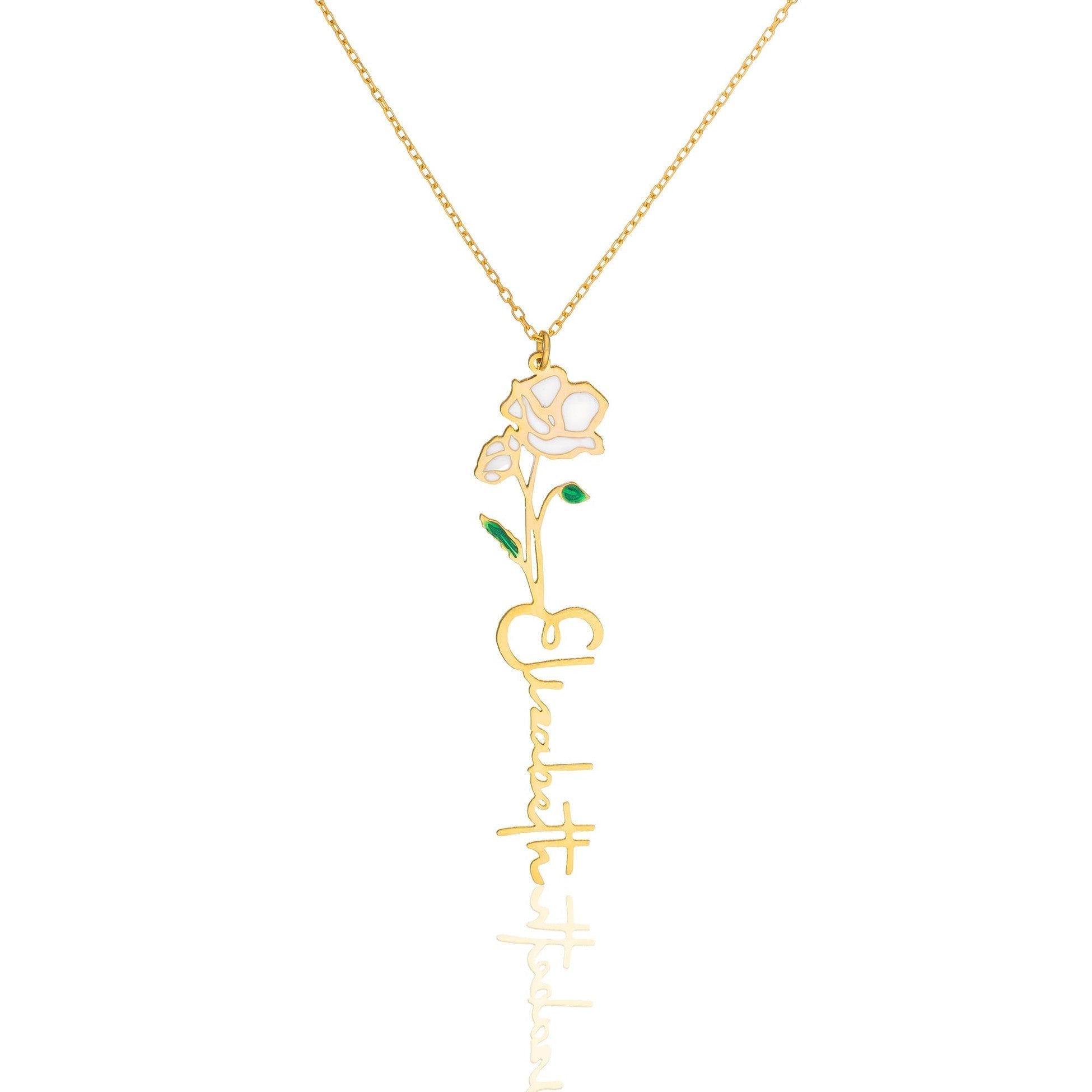 Birth Flower Name Necklace - 925 SILVER