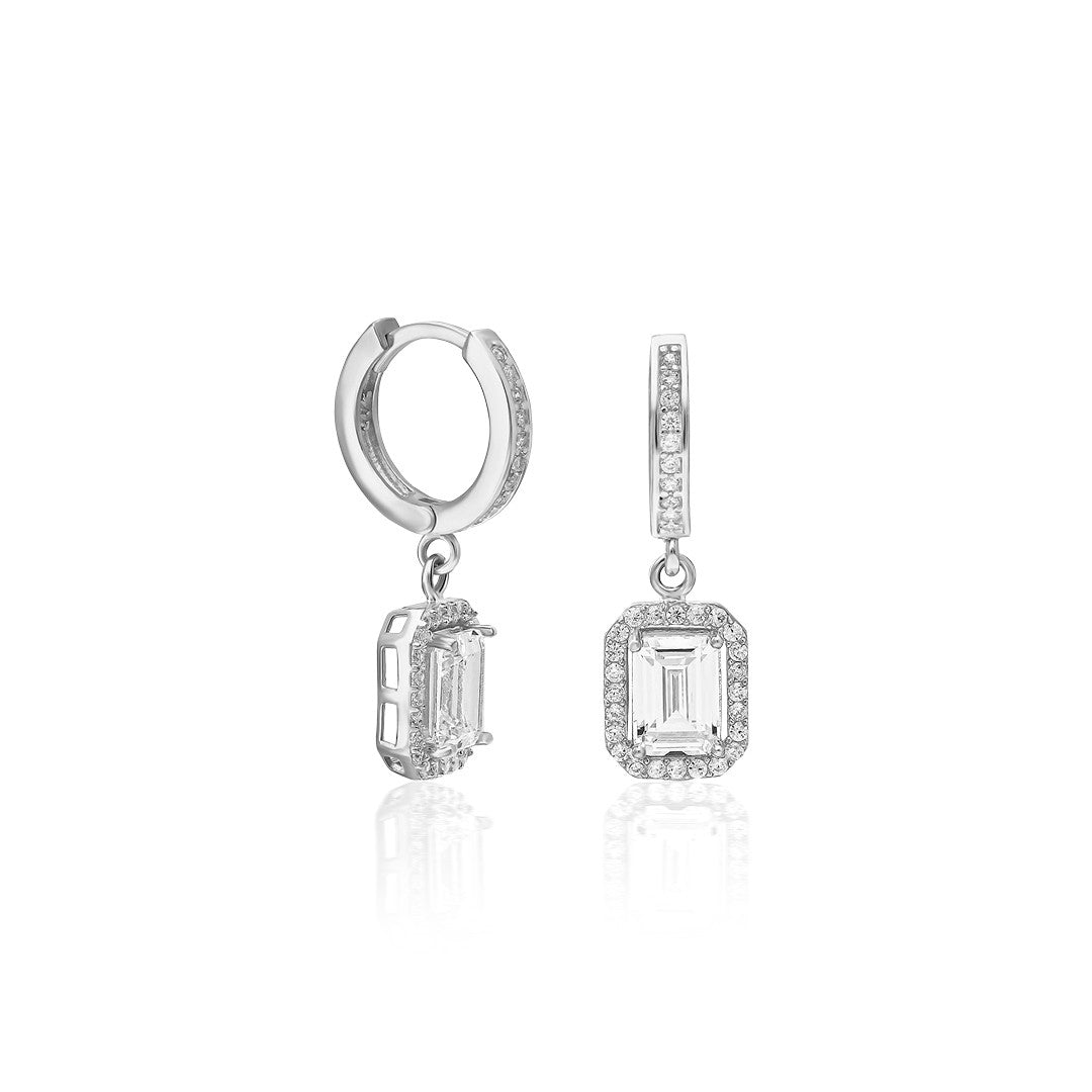 Baguette Stone Earrings - 925 Silver