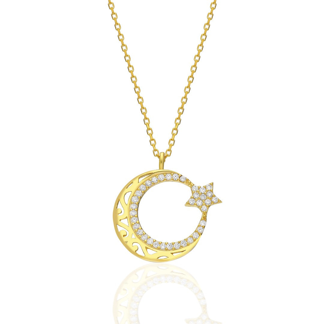 Patterned Star Necklace - 925 SILVER