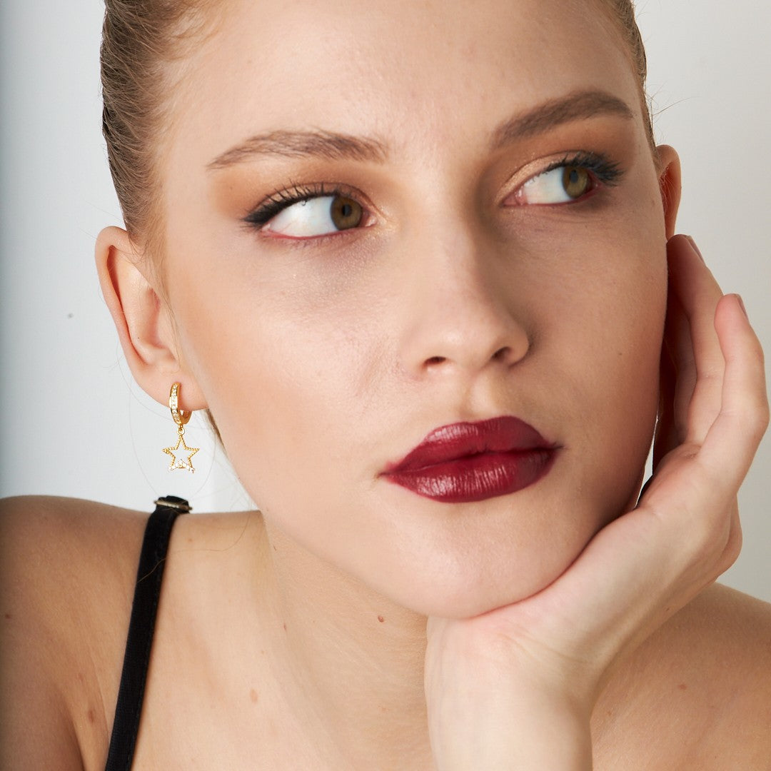 Glitter Star Earrings - 925 SILVER