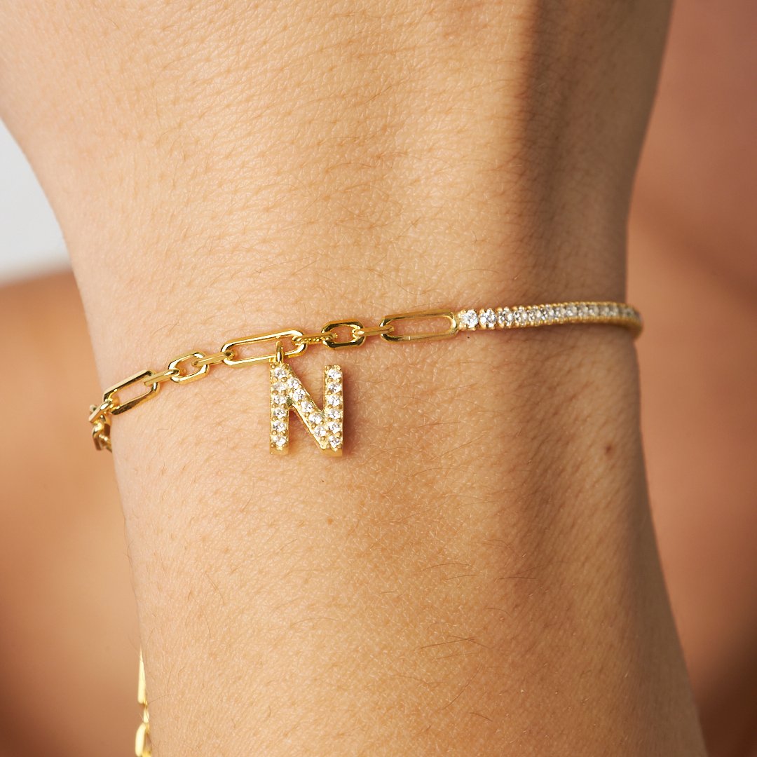 Lettered Chain Waterway Bracelet - 925 SILVER