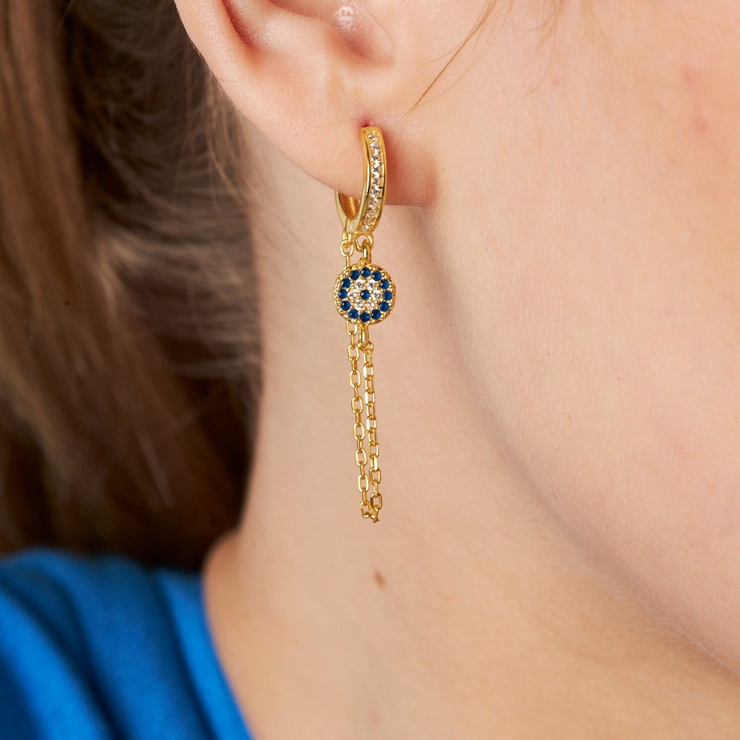 Dangling Evil Eye Earring - 925 SILVER