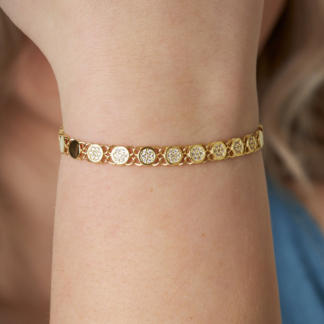 Semi-Precious Stone Round Chain Bracelet - 925 SILVER