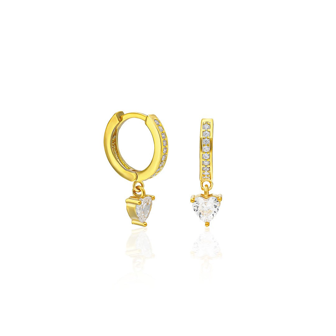 Heart-Shaped Single Stone Earring - 925 Silver