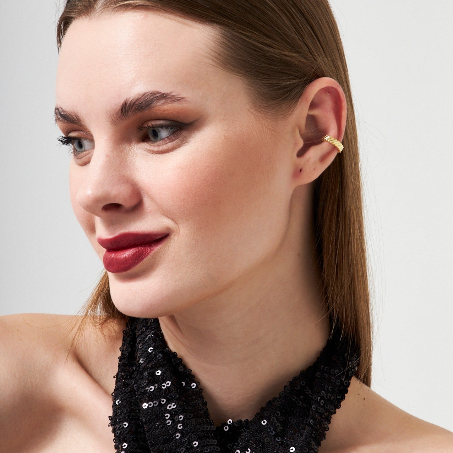 Rectangular Striped Cartilage Earring - 925 SILVER