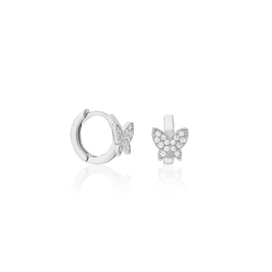 Butterfly Hoop Earrings - 925 Silver