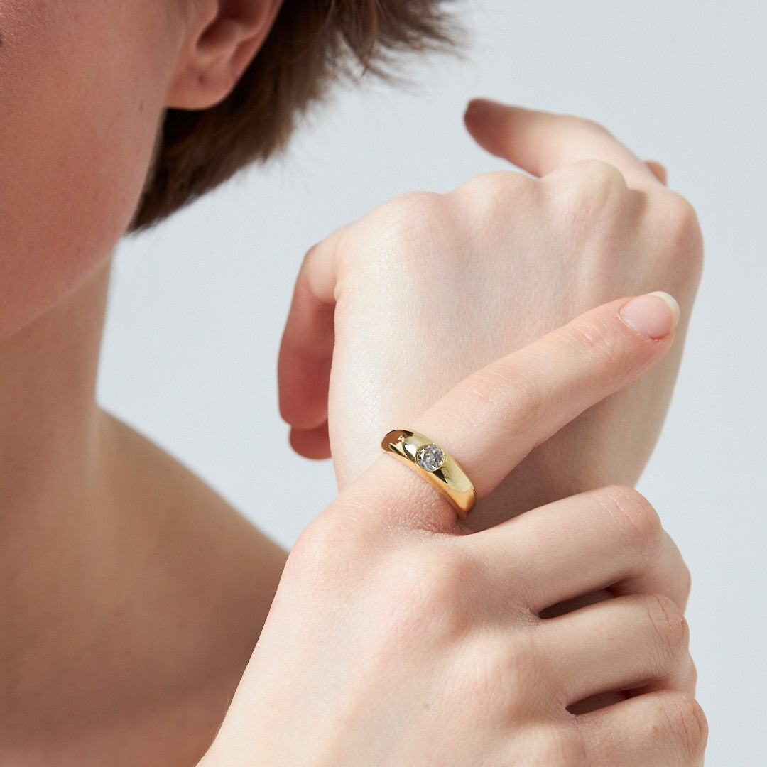 Single Stone Bombe Ring - 925 SILVER