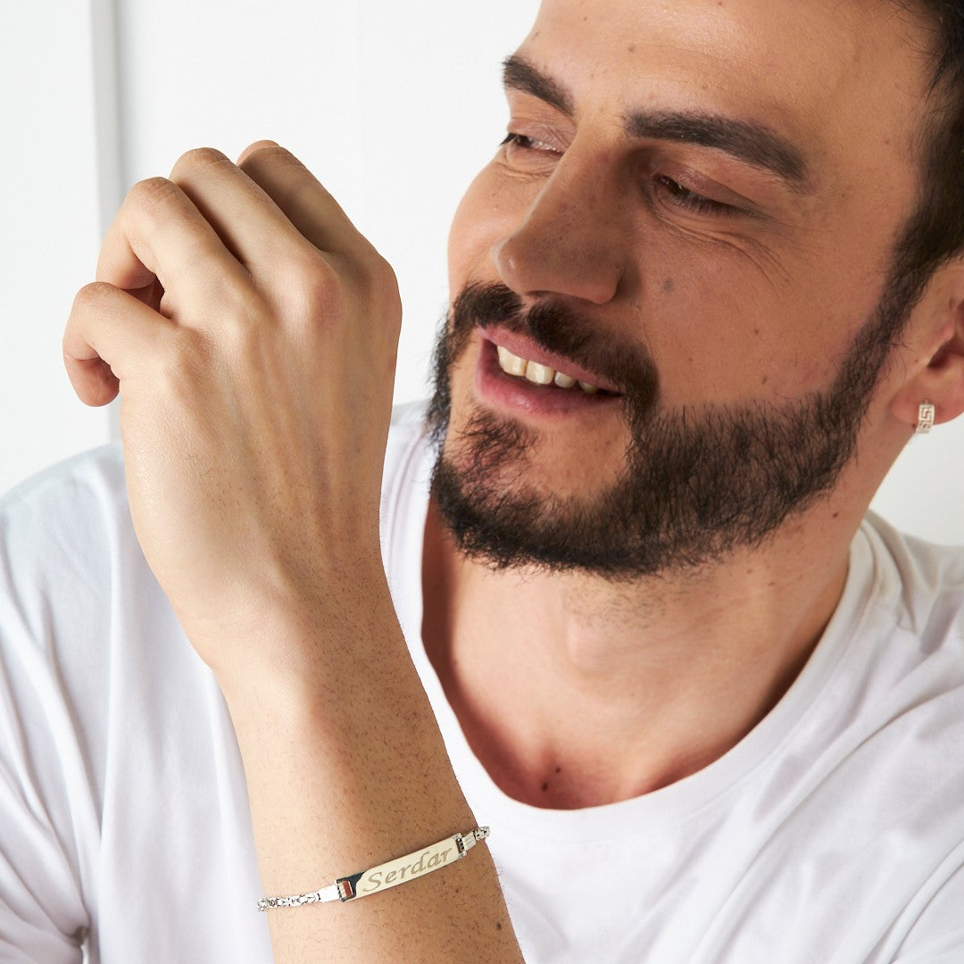 King Chain Plate Name Bracelet - 925 SILVER