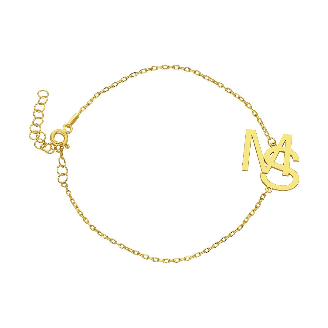 Combined Two Letter Bracelet - 925 SILVER