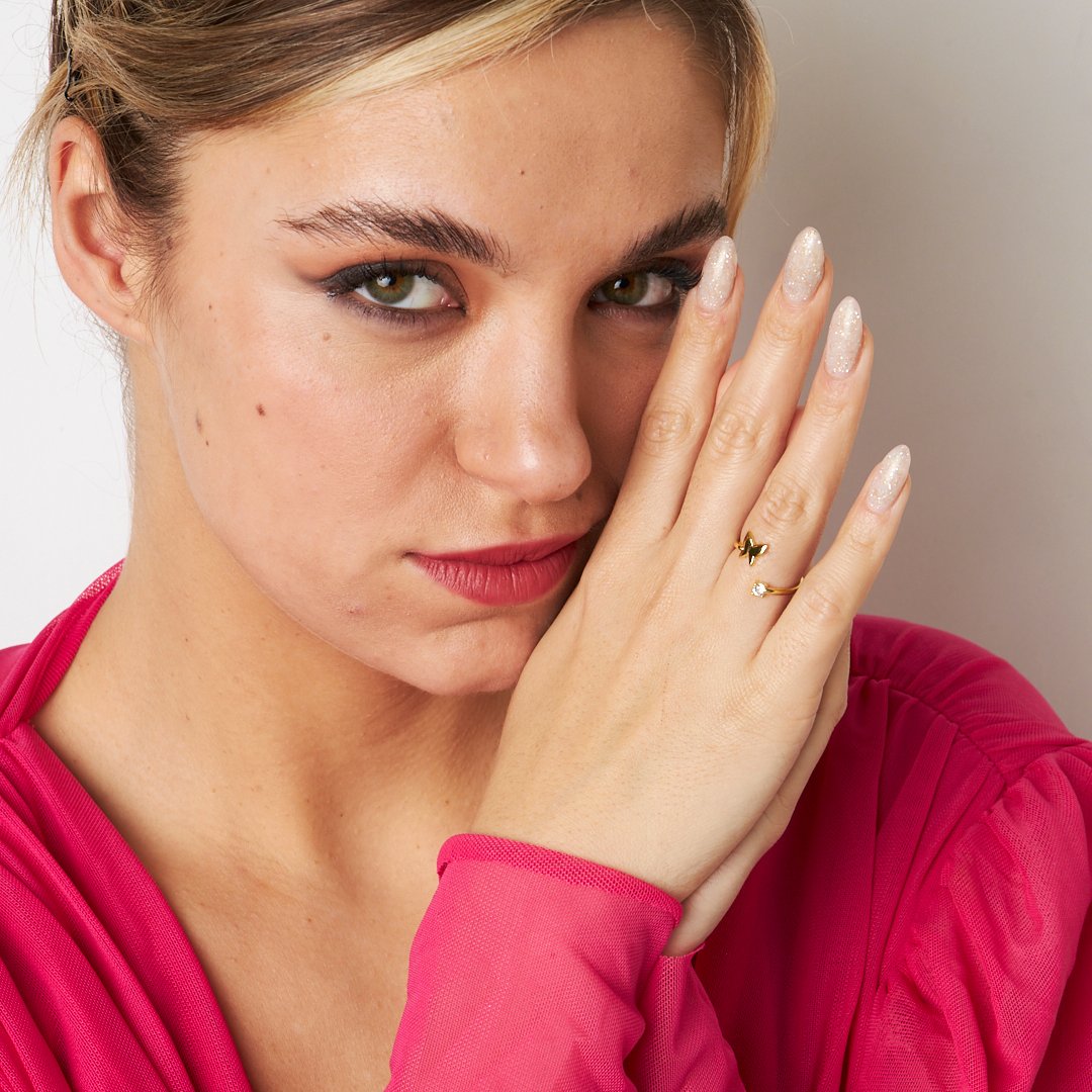 Single Stone Butterfly Ring - 925 SILVER