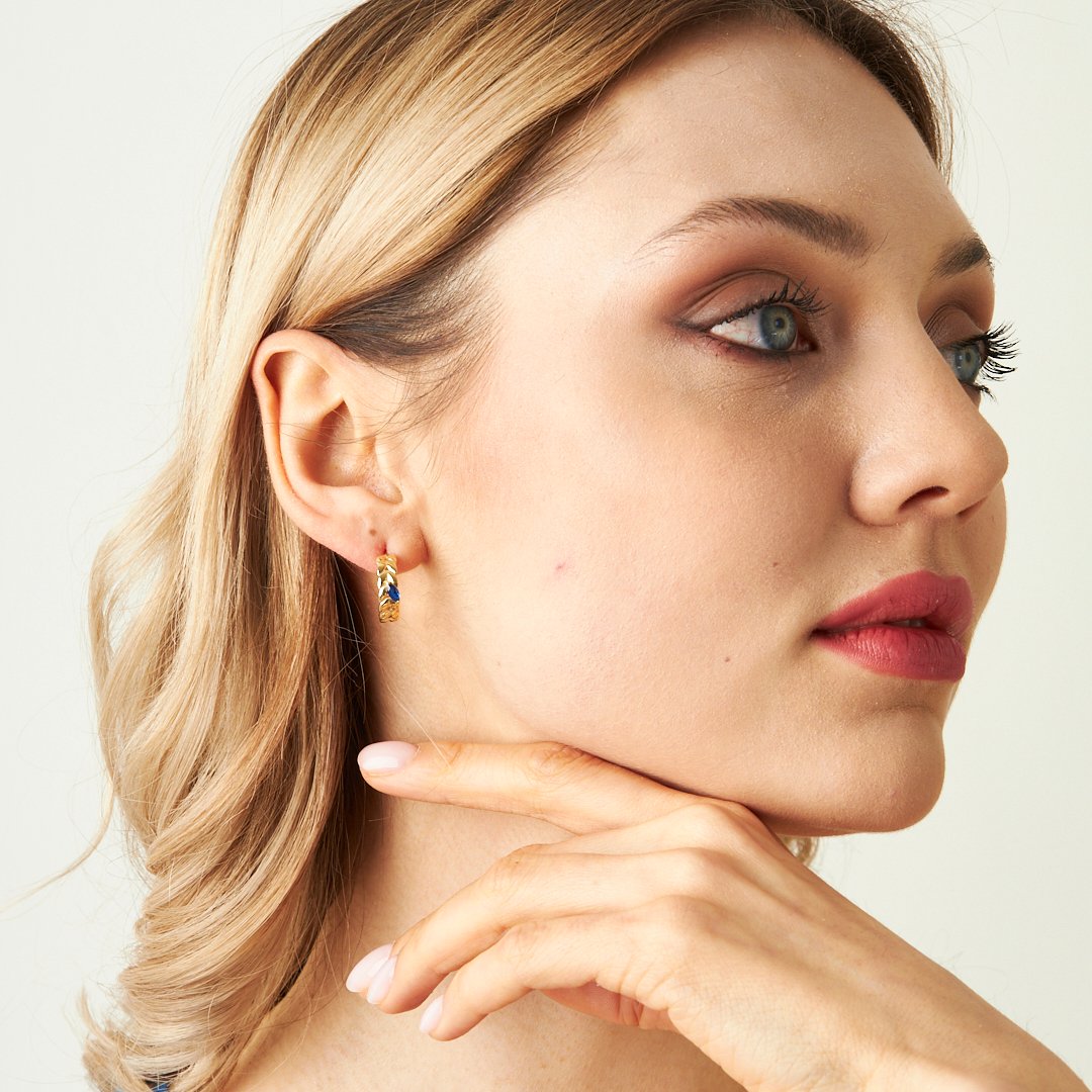 Navy Blue Stud Earrings - 925 SILVER