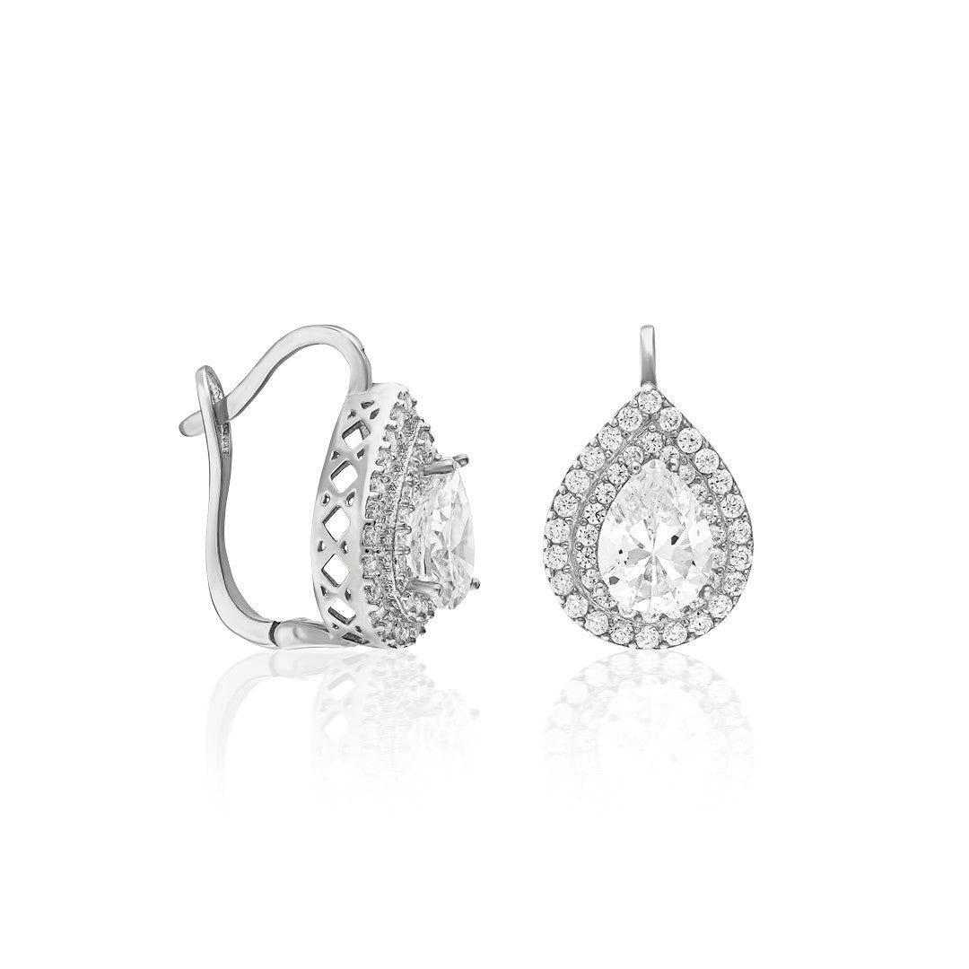 Teardrop stone diamond earrings - 925 SILVER