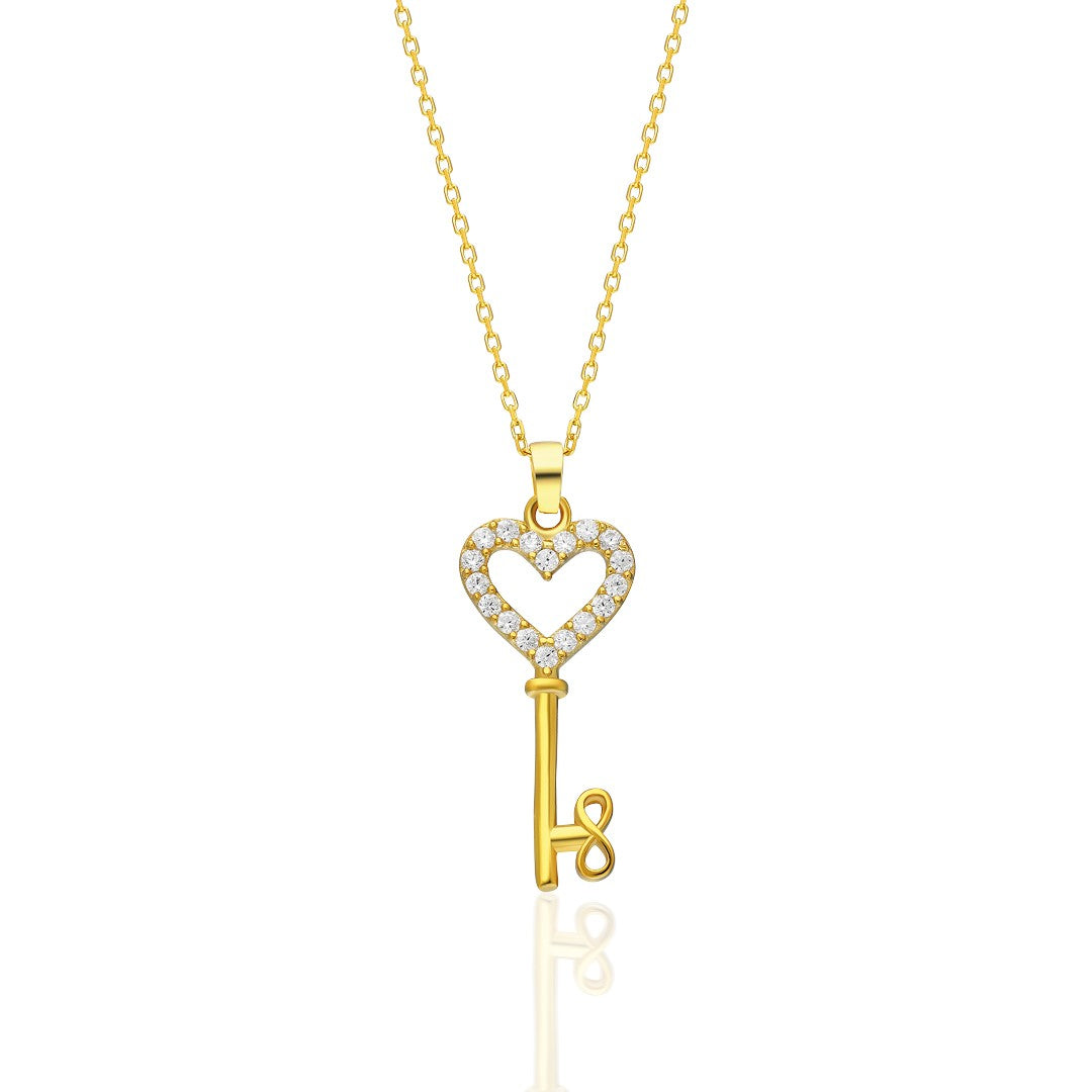 Heart Key Necklace - 925 SILVER