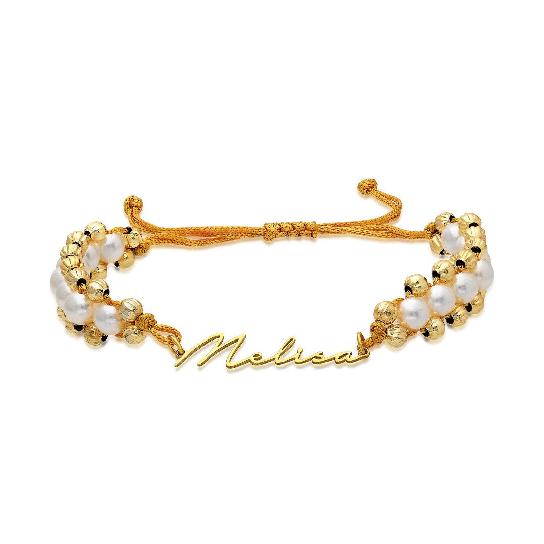 Pearl Stone Name Bracelet - 925 SILVER
