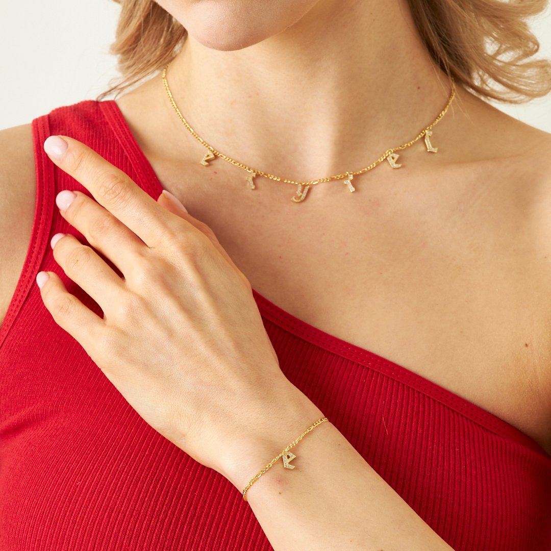 ZIRKONIA STEIN BUCHSTABEN SET | 925 SILBER