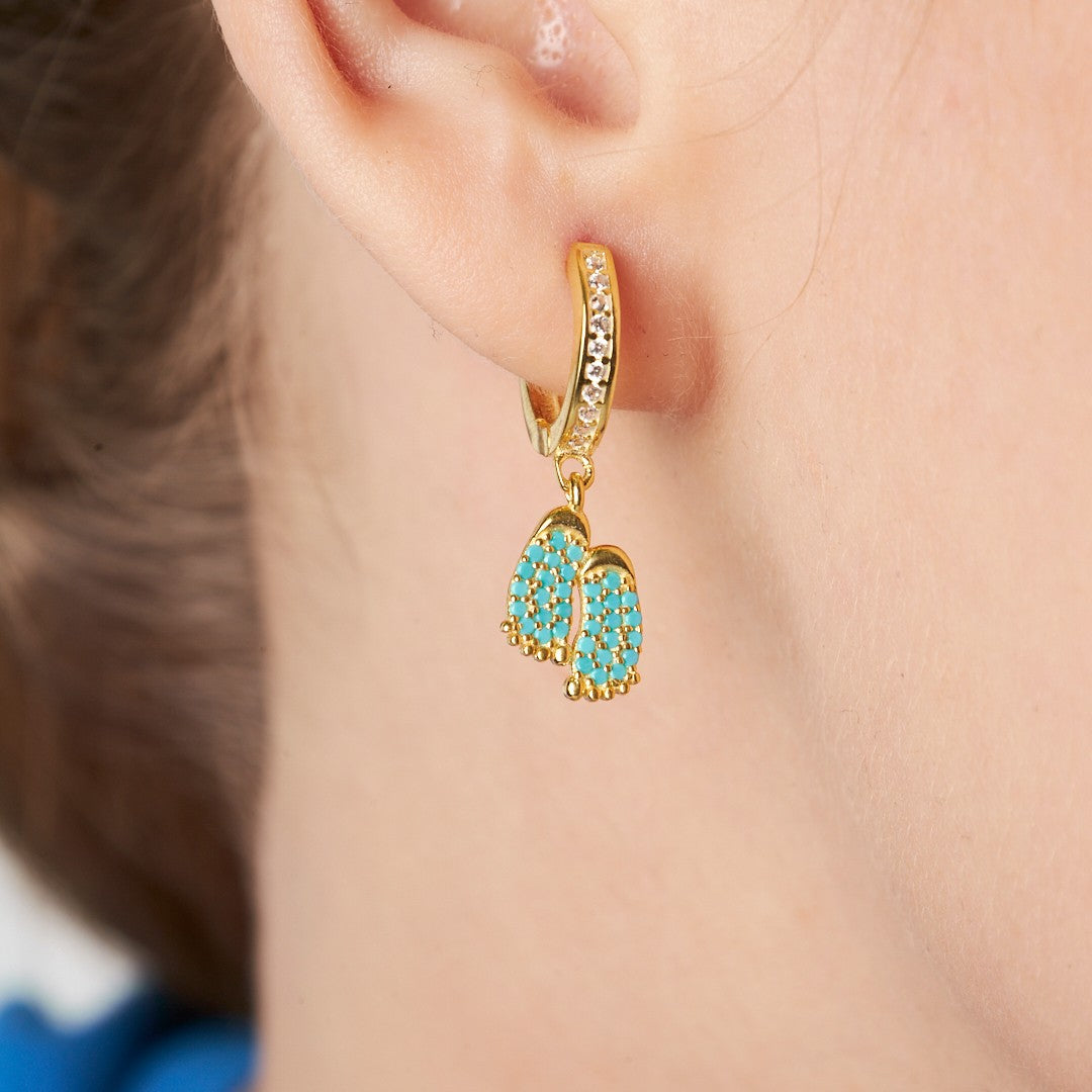 Stone Baby Foot Earrings - 925 Silver