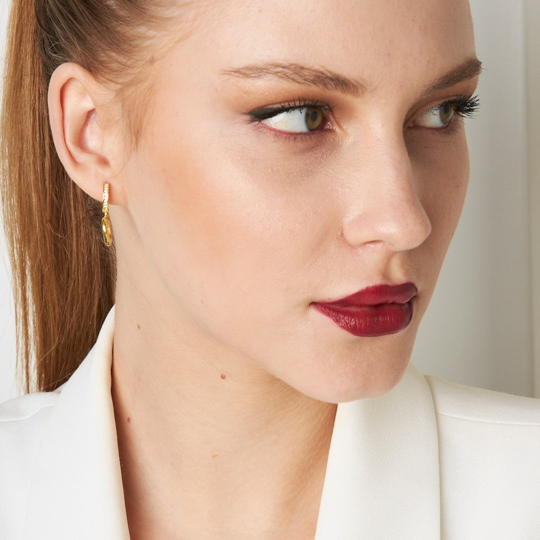 Curved Heart Earrings - 925 Silver