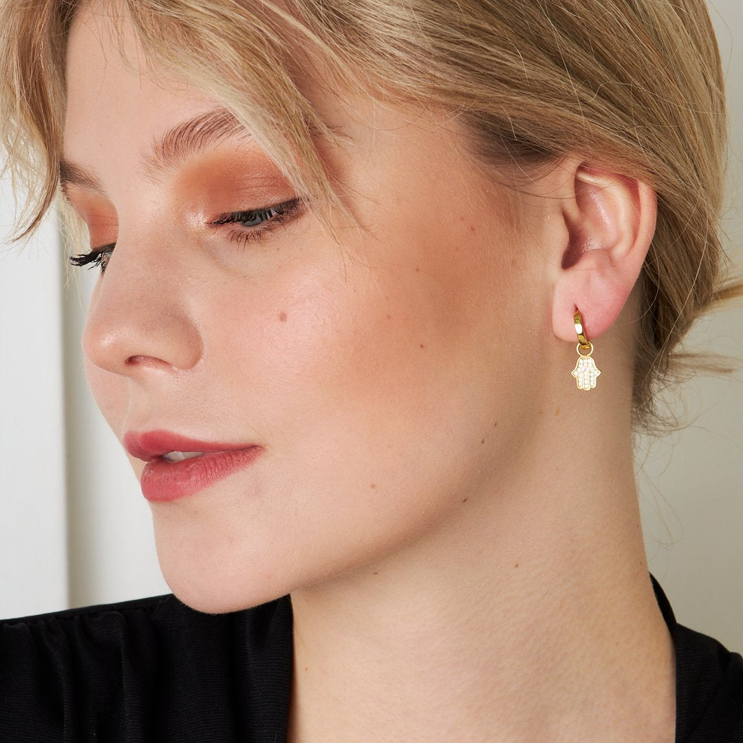 Fatma hand earring with stones - 925 SILVER