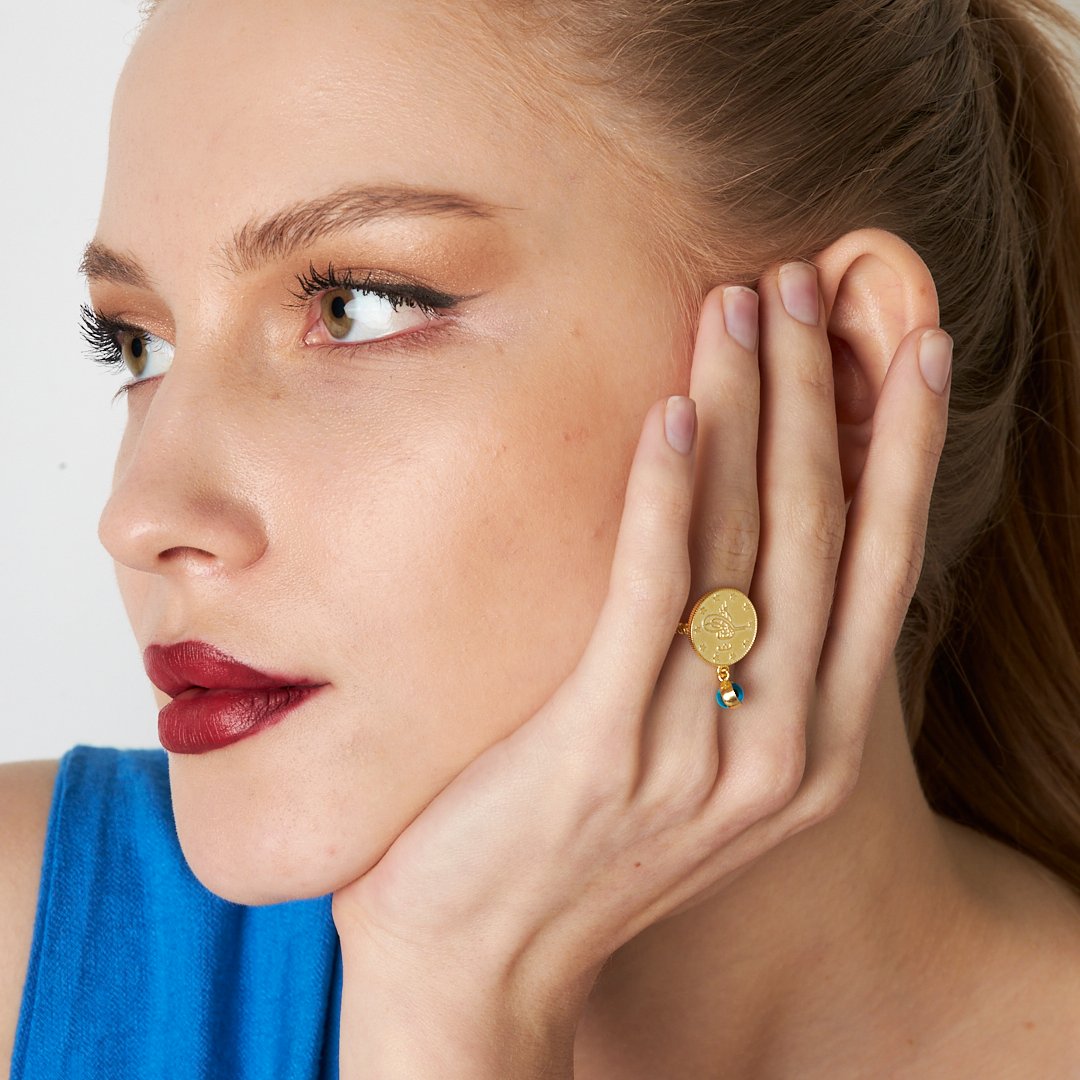 TUGRA RING MIT NAZAR | 925 SILBER