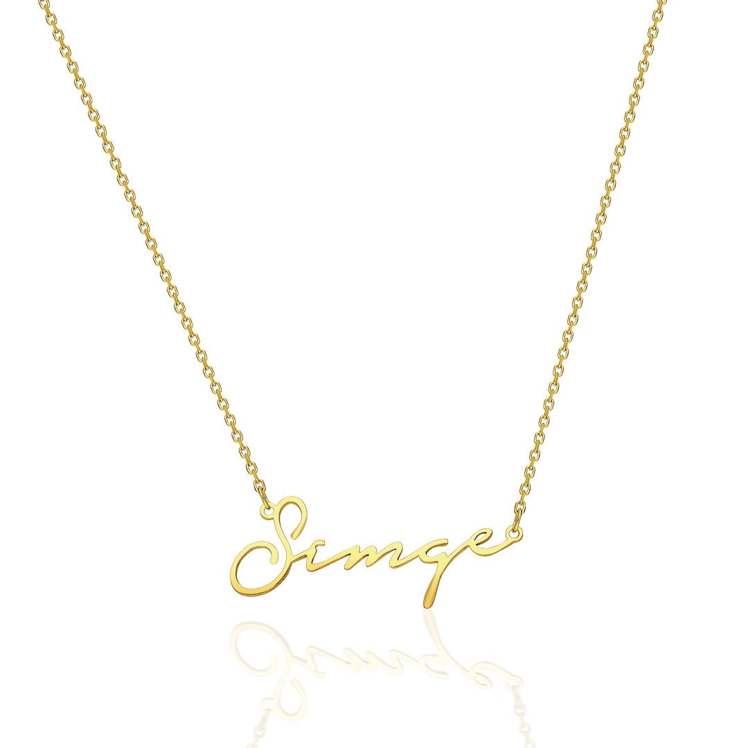 Signature Font Horizontal Name Necklace - 925 Silver