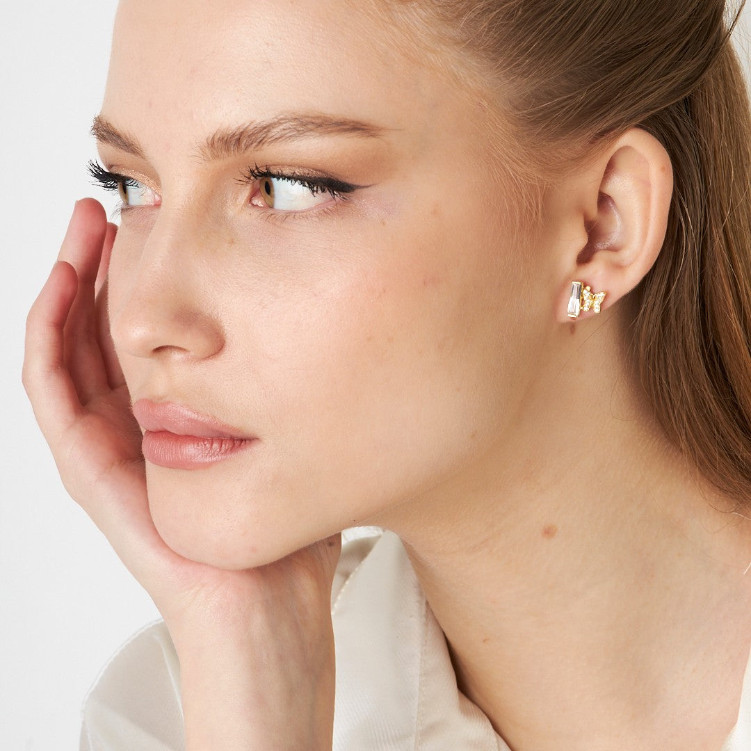 Butterfly Baguette Earrings - 925 Silver