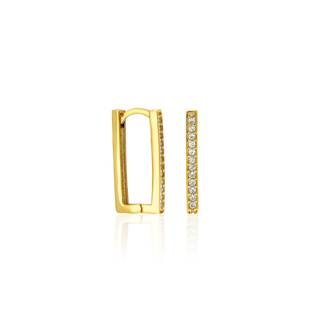 Rectangular Zircon Stone Earrings - 925 SILVER