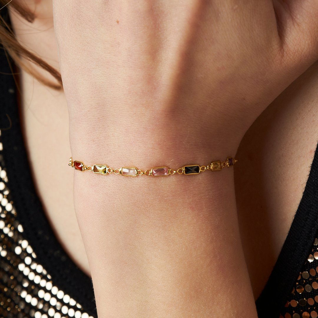 Colorful Baguette Bracelet - 925 SILVER