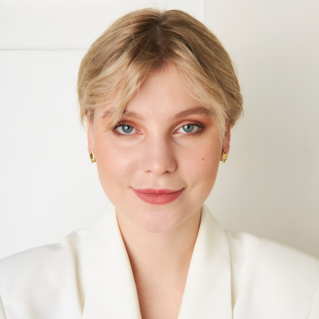 Wave Detailed Stone Earrings - 925 SILVER