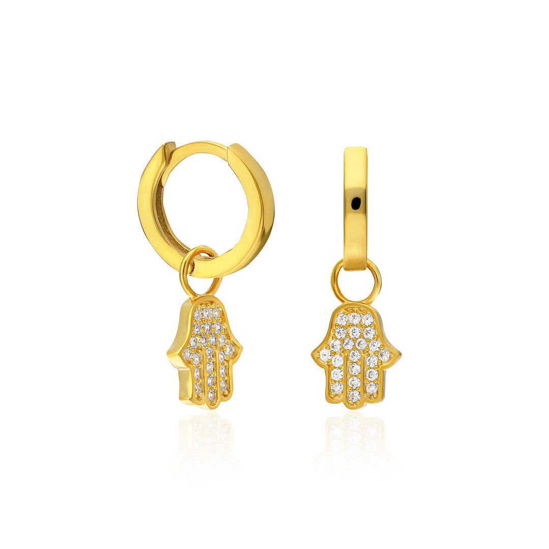 Fatma hand earring with stones - 925 SILVER