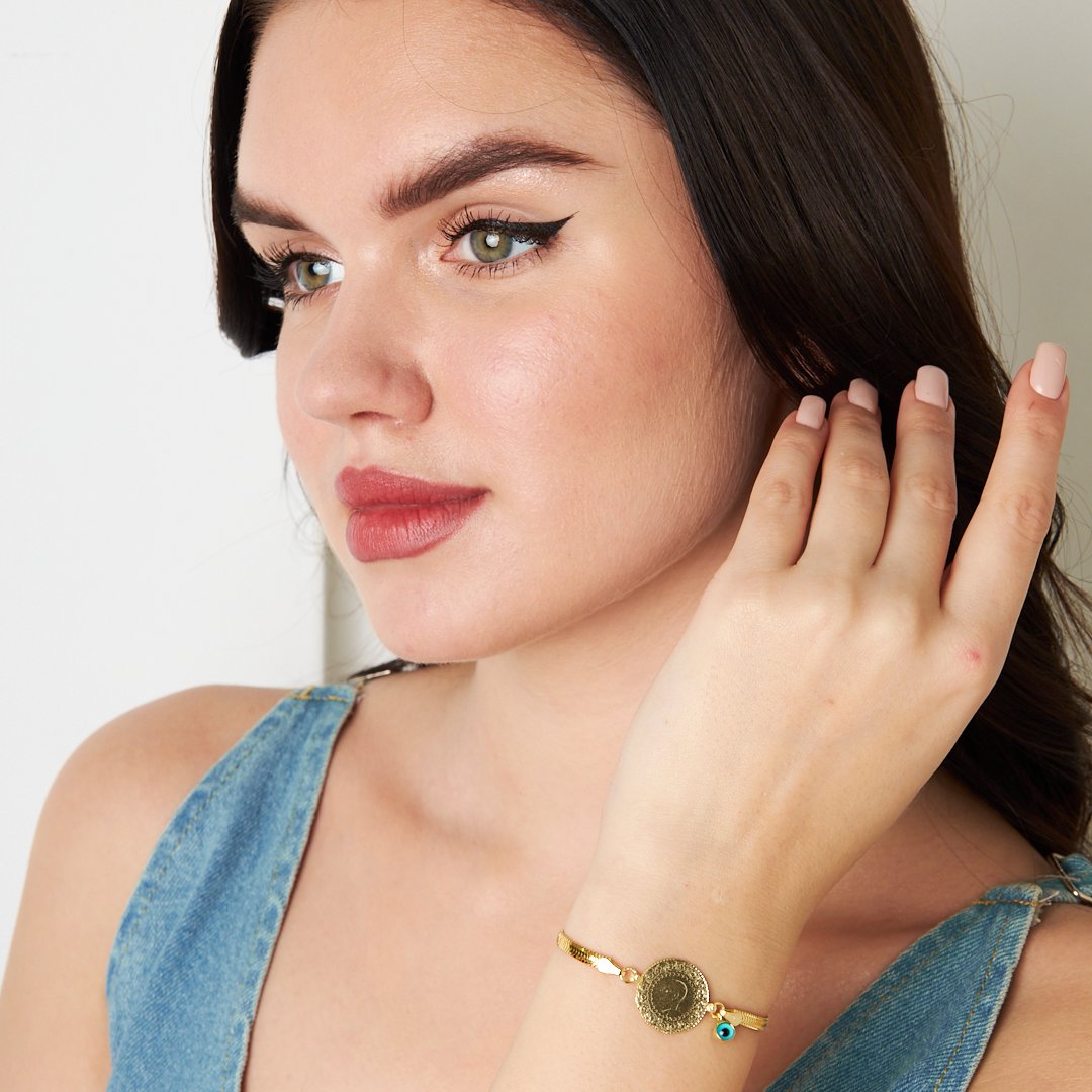 Herringbone Chain Charm Bracelet - 925 SILVER