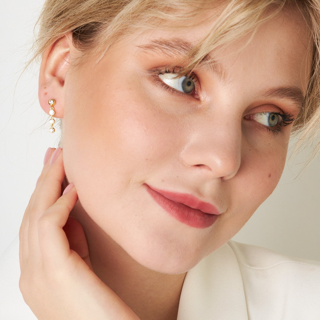 Zircon Stone Earrings - 925 SILVER