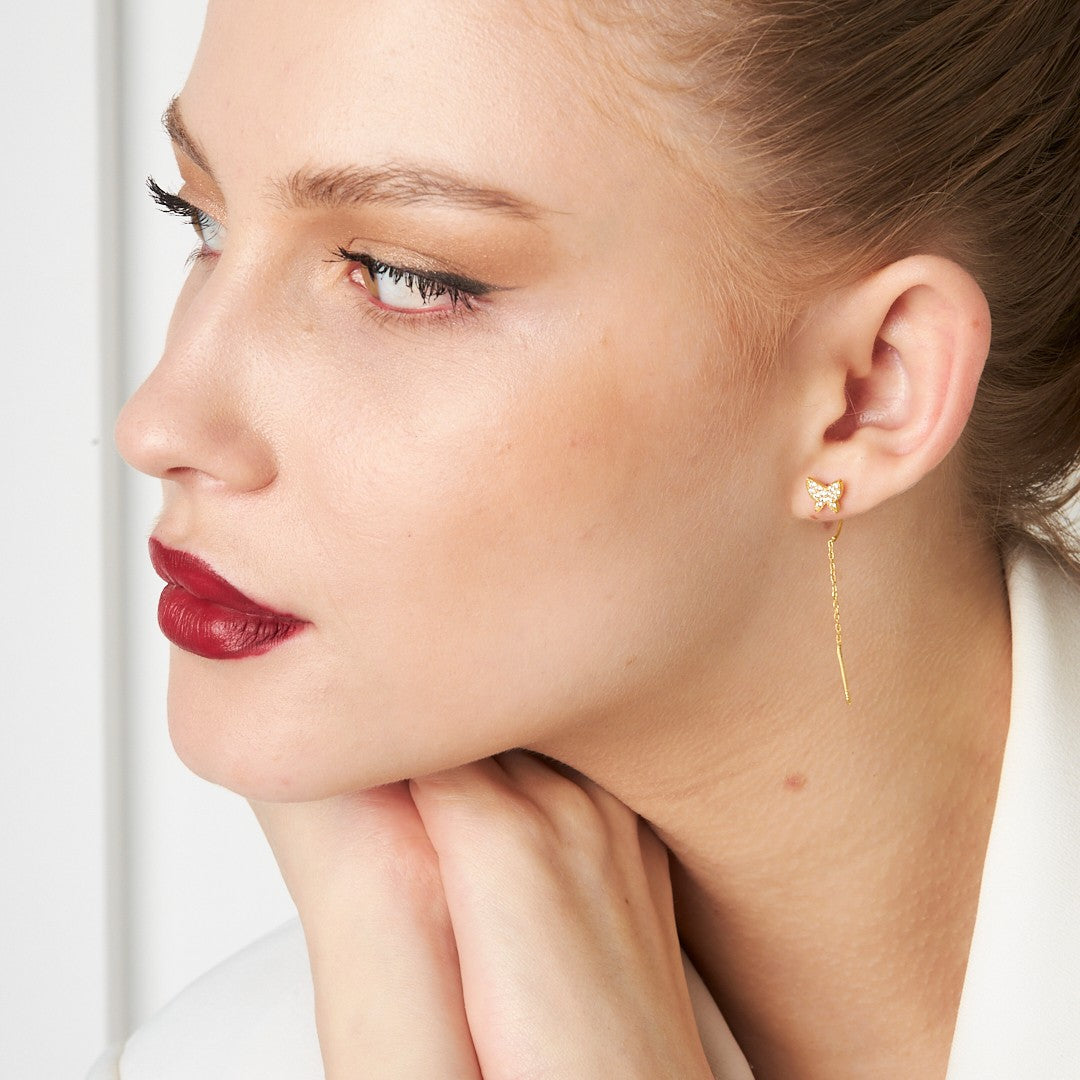 Butterfly Detailed Earrings - 925 SILVER