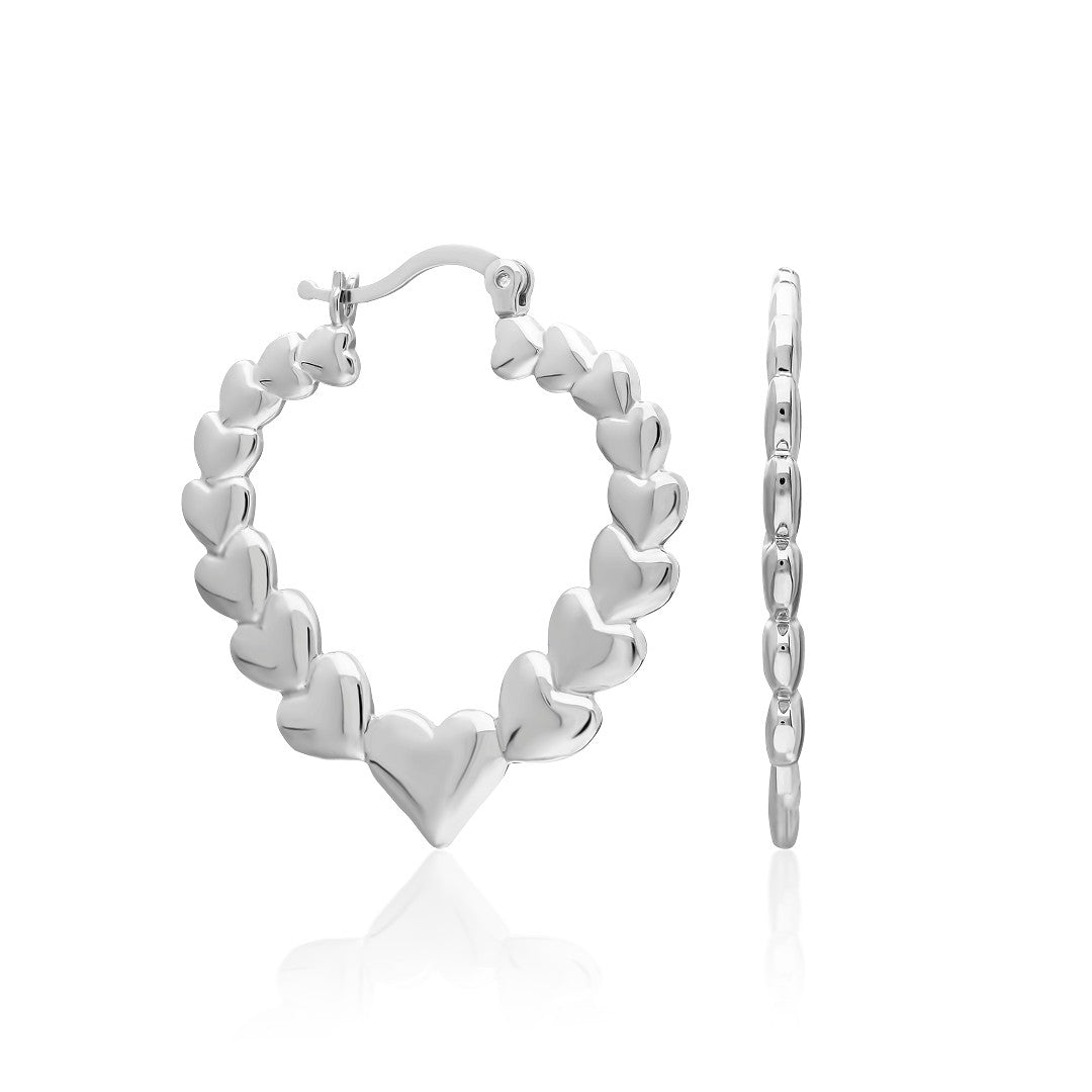 Large Heart Earrings - 925 Silver