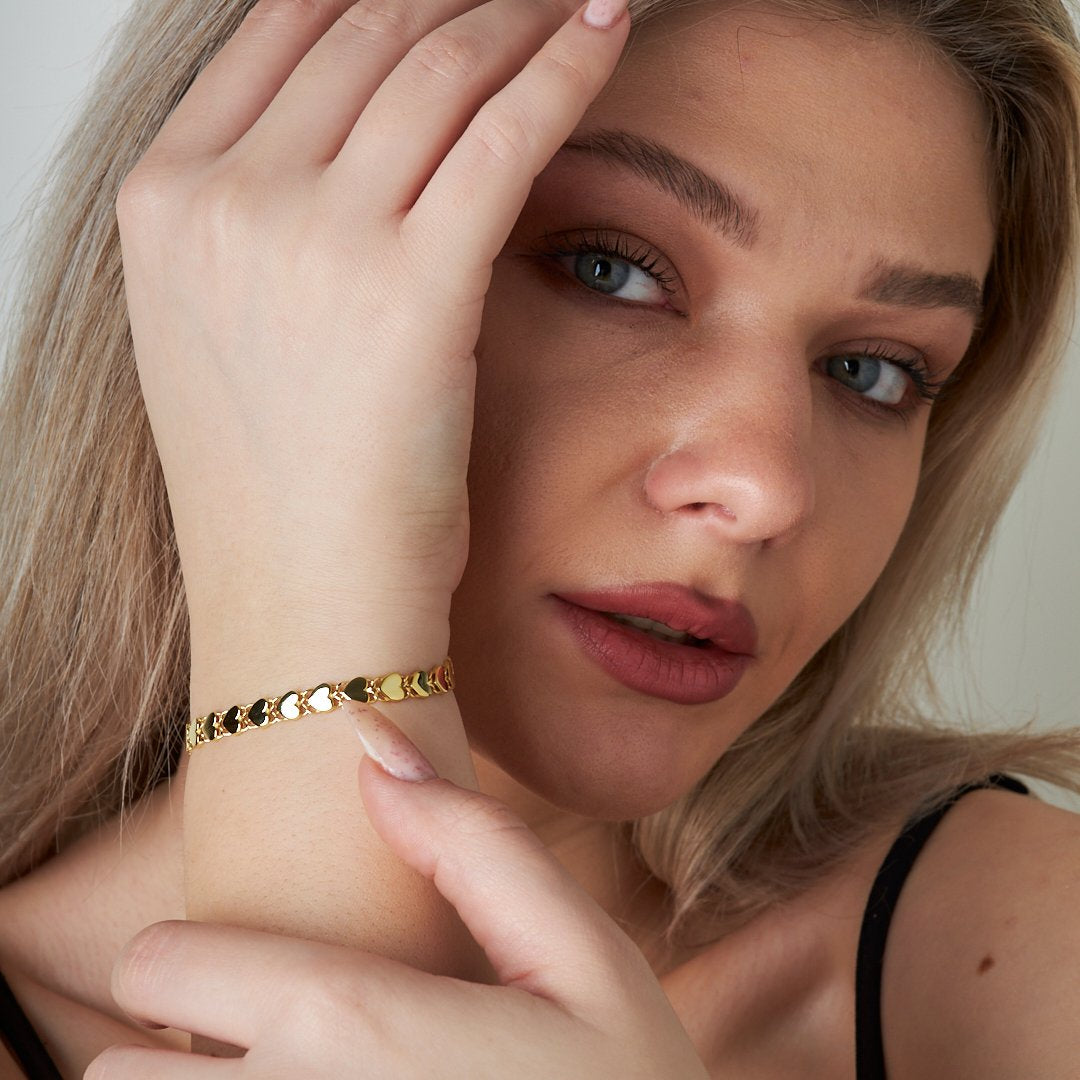 Heart-Shaped Bracelet - 925 Silver