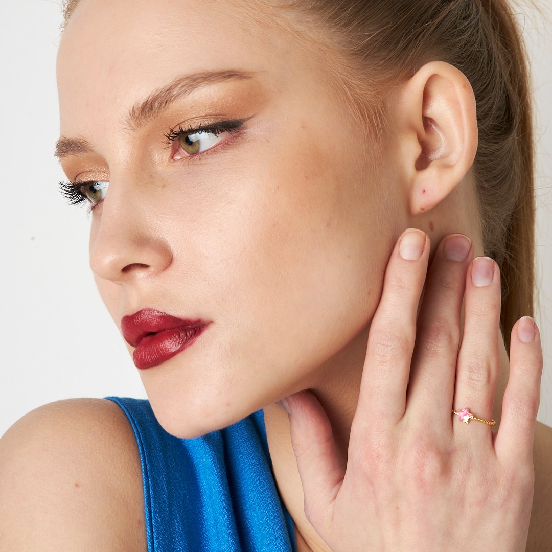 ROTE STERN RING | 925 SILBER