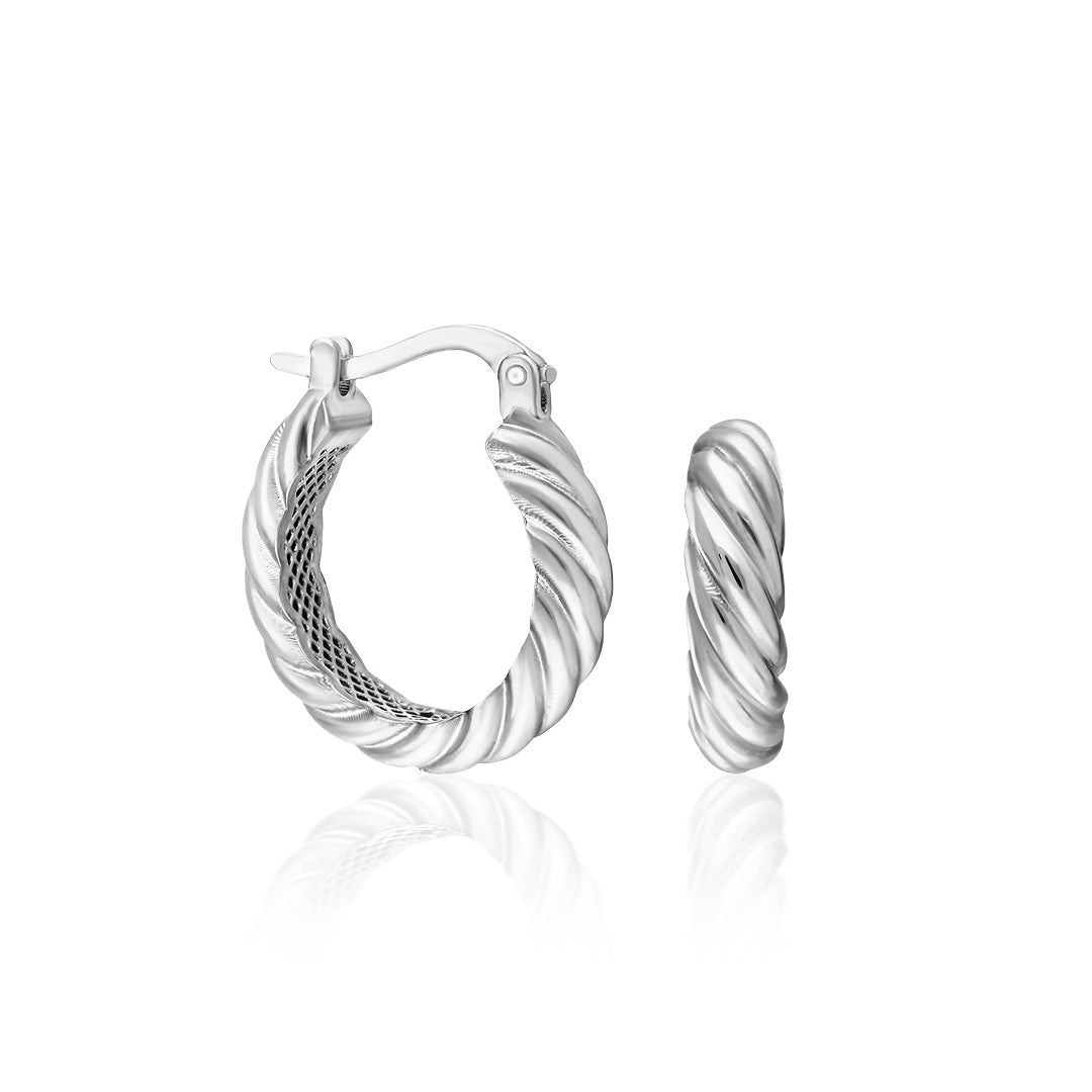 Thick Twisted Hoop Earrings - 925 SILVER