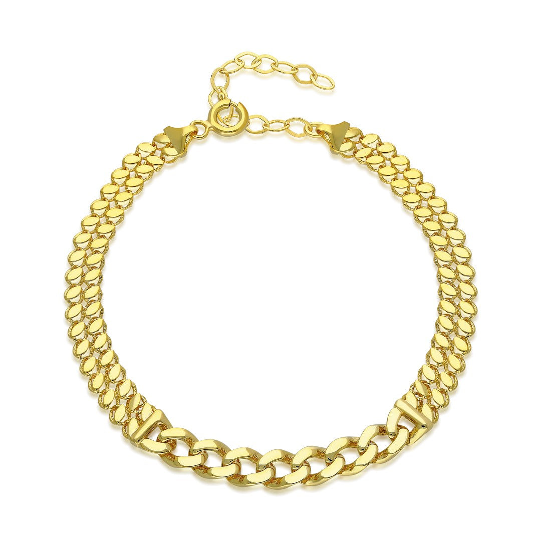 Simple Chain Bracelet with Sequins - 925 SILVER