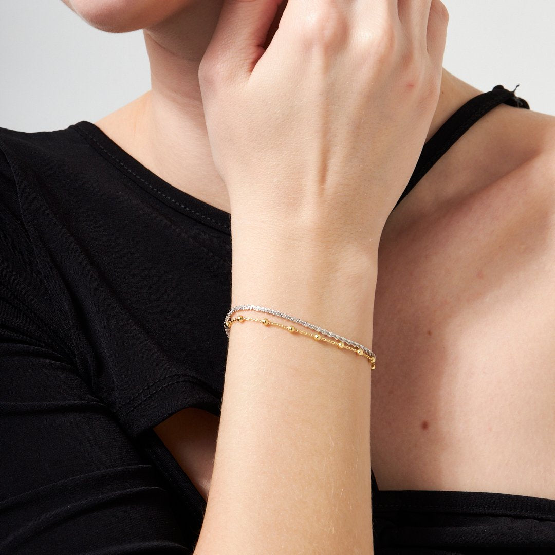 Dorica Ball Double Chain Bracelet - 925 SILVER