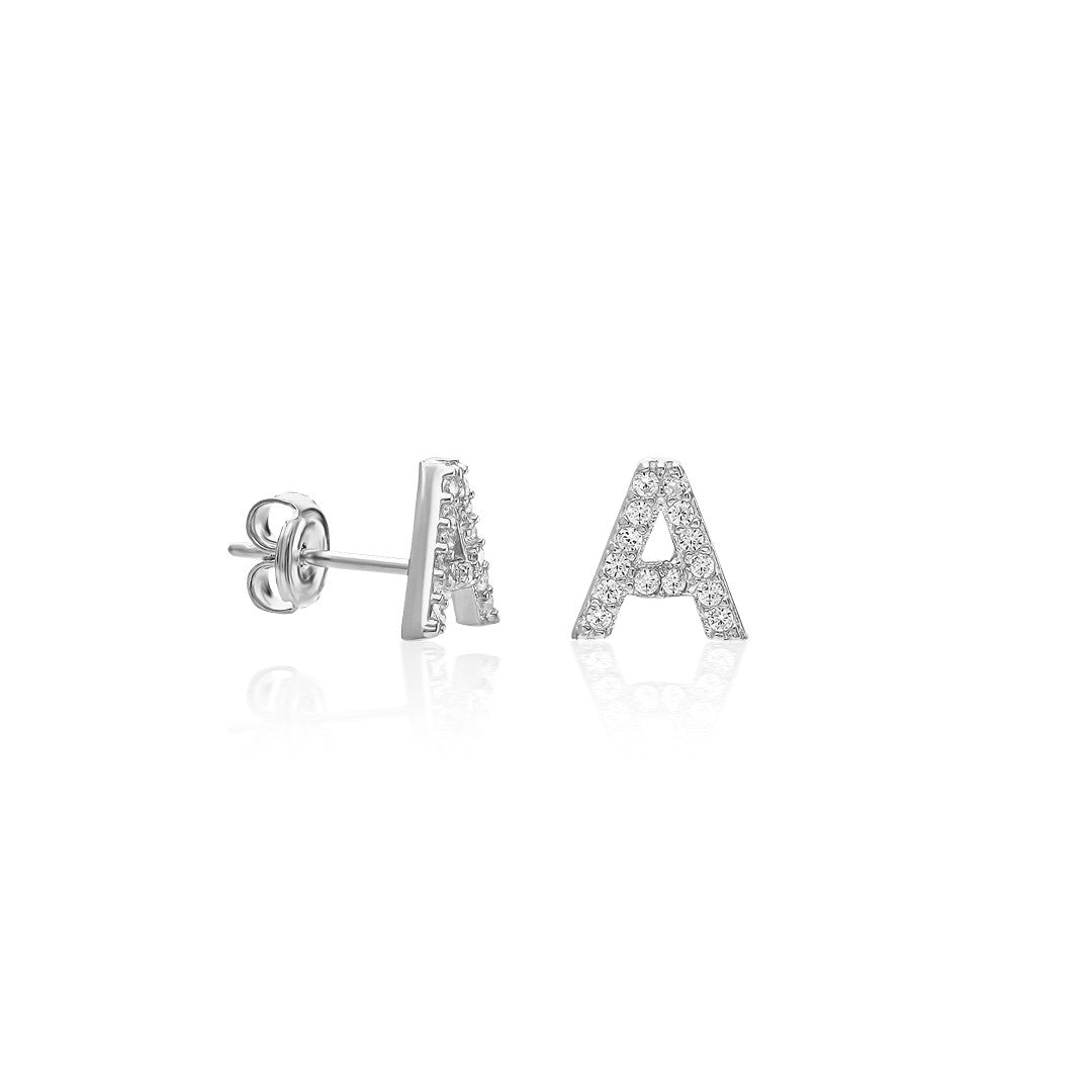 Stone Letter Earrings - 925 Silver