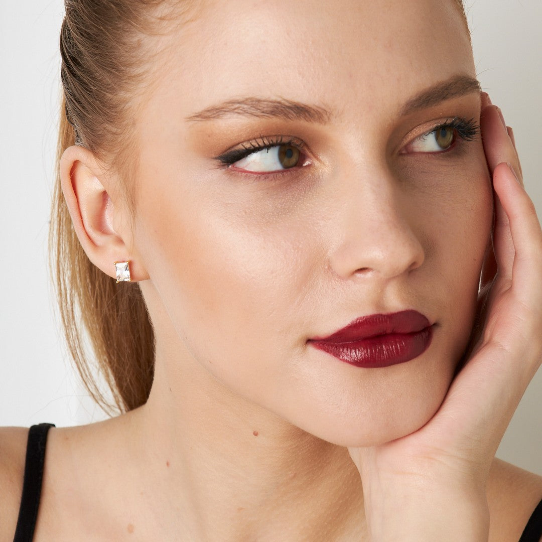 Square Baguette Earrings - 925 Silver