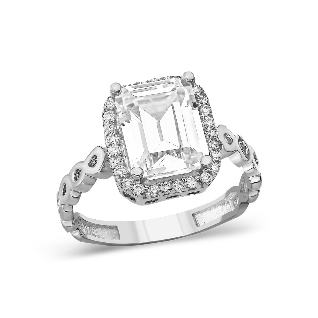 Square Baguette Stone Ring - 925 Silver